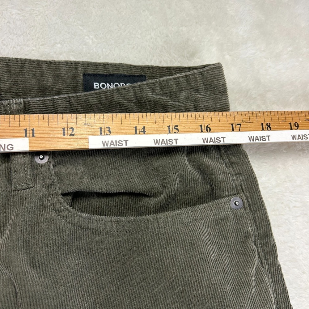 Bonobos Corduroy Pants Mens 33x30 Olive Green Slim Athletic Straight Fit Casual - Picture 11 of 16